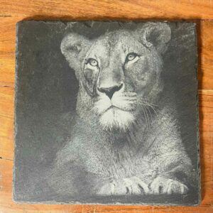 Ardoise Gravée Lionne unique, personnalisable et intemporelle