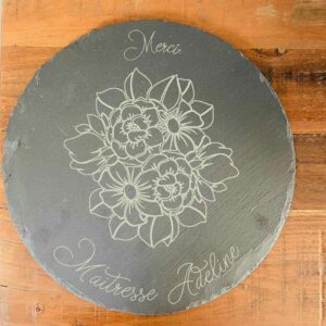 ardoise gravée fleurs