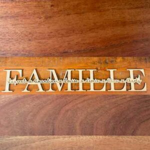 Mot famille en bois avec prénoms des enfants , choix multiples
