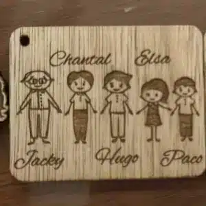 Porte-clé famille avec papi et mamie