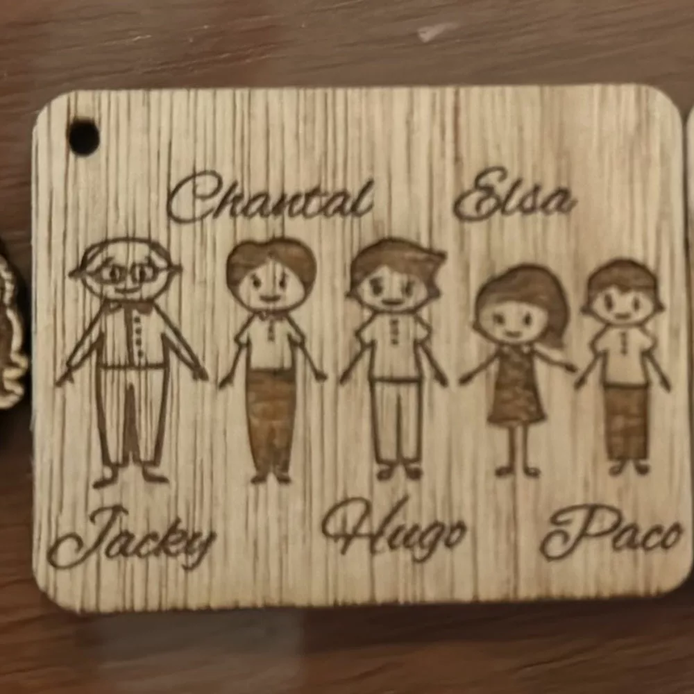 Porte-clé famille avec papi et mamie