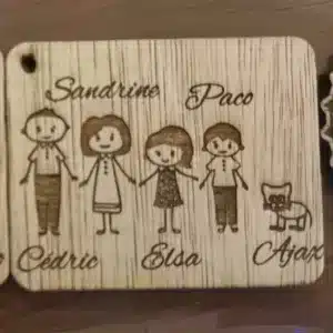 Porte-clé famille avec le chat