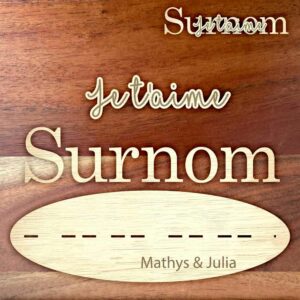 Plaque surnom en bois découpé et gravé personnalisable