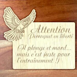 Plaque attention perroquet