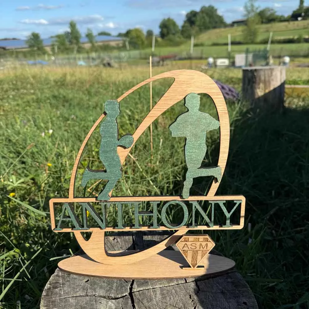 Plaque de rugby décorative avec silhouette